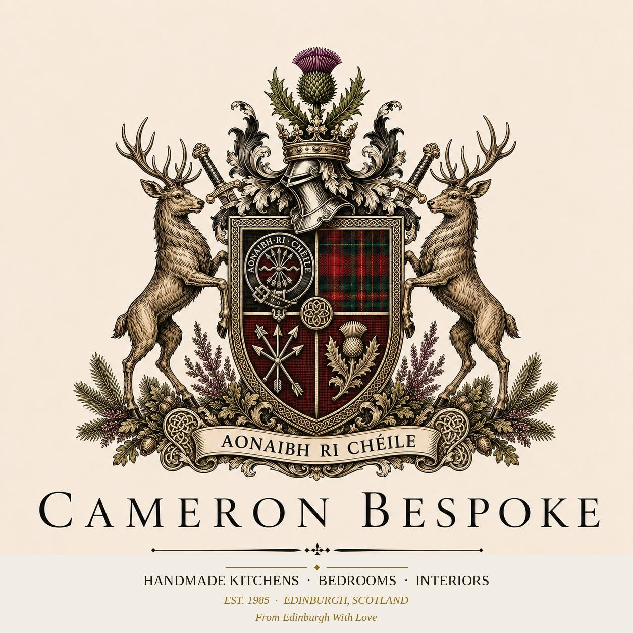 Cameron Bespoke crest - handmade kitchens, bedrooms and interiors, est. 1983, Edinburgh, Scotland