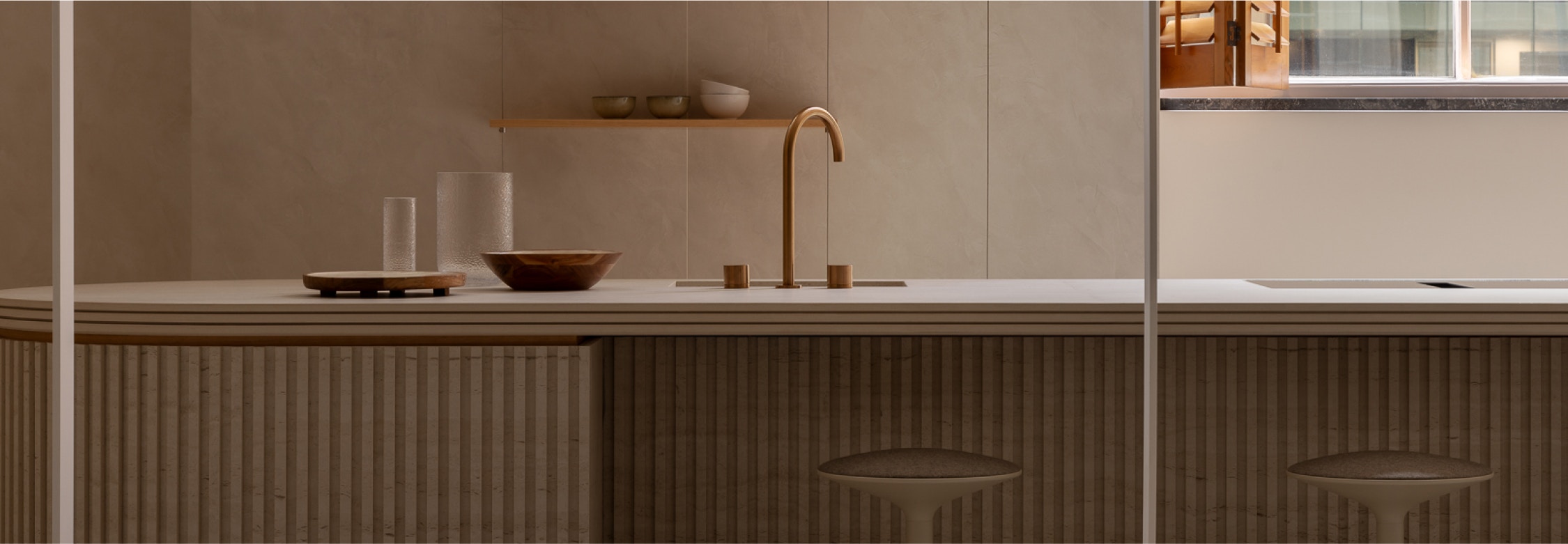 Dekton worktop and island in a contemporary kitchen