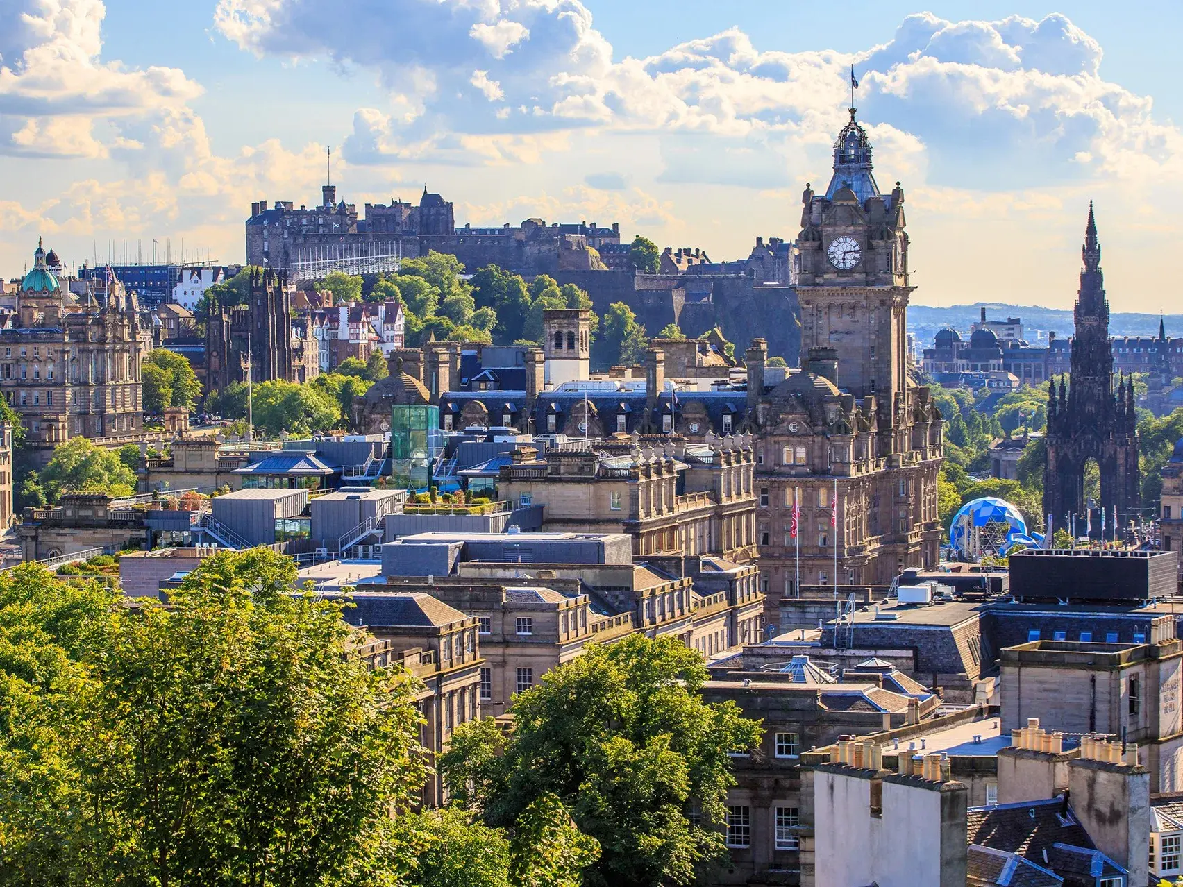 The Edinburgh skyline, featuring Edinburgh Castle and the Balmoral clock tower