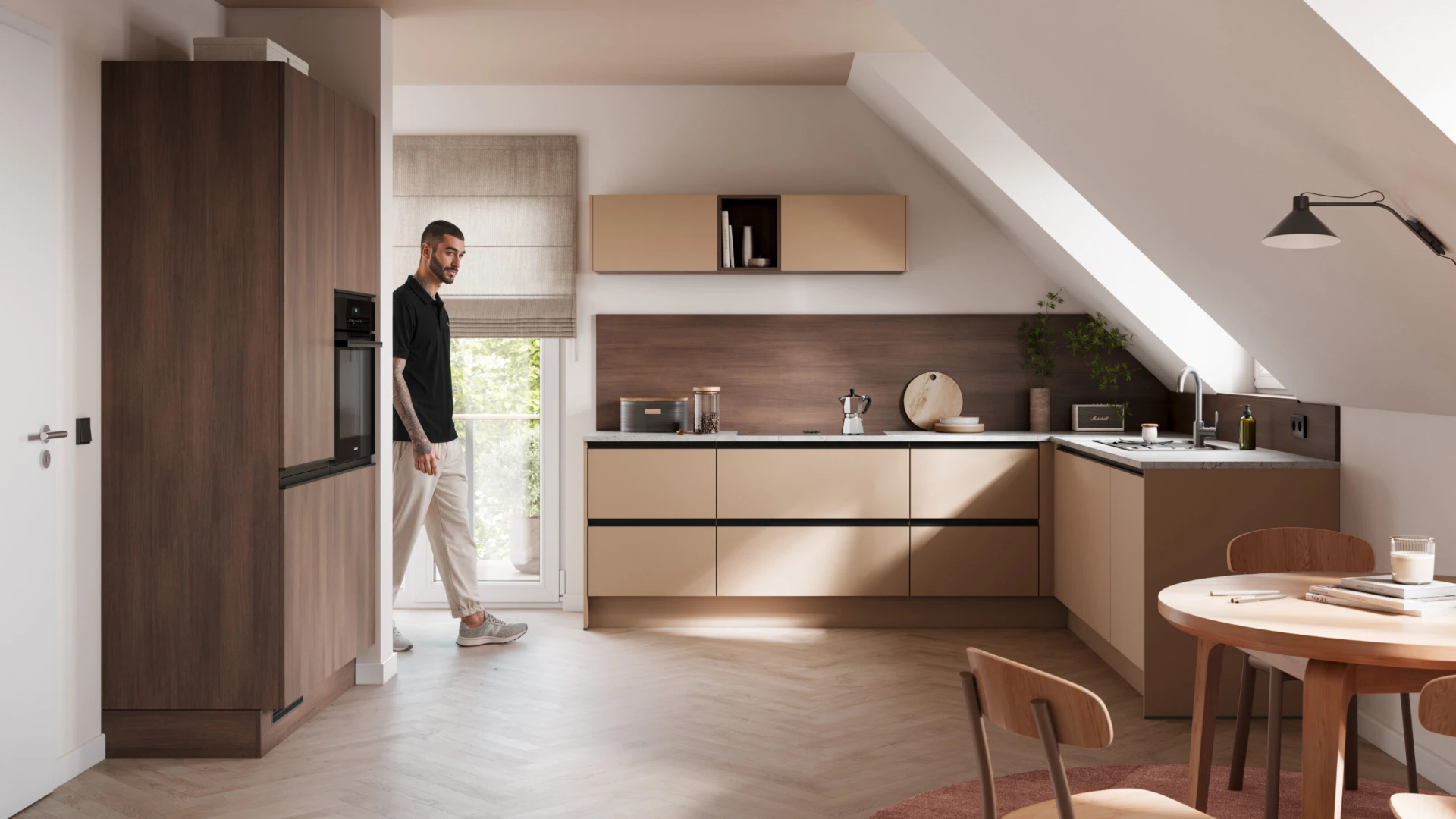 Impuls German kitchen in deep blue, one of the three German brands we supply in Scotland